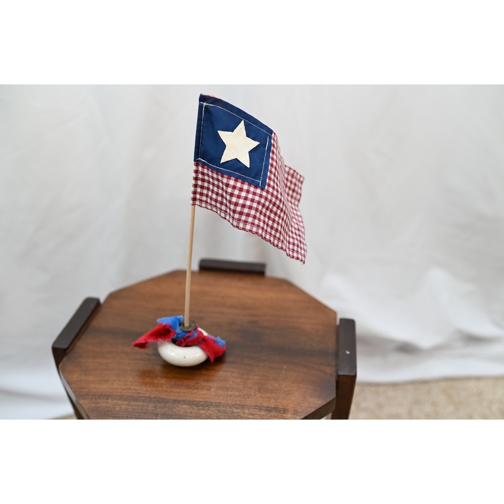 Vintage Primitive American Flag Decor Antique Ceramic Door Knob Base 11 Inch